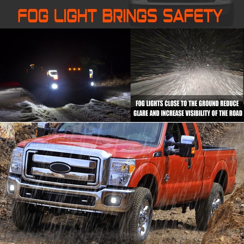 DRFG LED Fog Lights with Daytime Running Lights for Ford 2011 2012 2013 2014 2015 2016 F250 F350 F450 F550 Fog Light Assembly OEM Bumper Driving Fog Lamp Upgrade for Ford F250 11-16 - Image 4